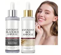 2pcs Peel Shot Glow Rice Ampoule,Rice Ampoule Duo,Black R-ice Peeling A-mpoule,R-ice Exfoliant,Black and White Ri-ce Face Exfoliantor,Peel Shot Glow White Ri-ce A-mpoule,Face Scrub,Toner for F-ace