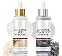 2PCS Peel Shot Glow Rice Ampoule Set,Hydrating White&Black Rice Face Exfoliator,Soft Exfoliating Face and Body Scrub Dead Skin Cells, Refining Pores&Skin Texture, Blackheads Remover for All Skin Types