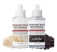 2PCS Peel Shot Glow Rice Peeling Ampoule, White Rice & Black Rice Face Exfoliator, Gentle Exfoliating Face & Body Scrub, Dead Skin Cells Remover