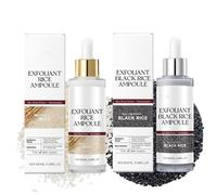 2Pcs Peel Shot Rice Exfoliator Duo Black and White Ampoule, Rice Gentle Face and Body Exfoliating Toner,Pore Minimizer and Dead Skin Remover, Hydrating Glow for All Skin Types, 200ml Set