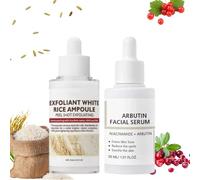2PCS Peel Shot,Rice Serum,Korean Rice Peel,Korean Rice Skin Care Set，Rice Facial Scrub+Microluminescent Serum,Brightening & Anti-Aging, Gentle Facial Care,Rice Raw Pulp Beauty Set for Women