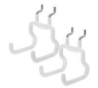 2pcs Pegboard Hooks Tool Holder for Items and Tools, Garage Storage | Steel and Rubber Build, Compact Pegboard Design, Easy Installation, White Finish, Workbench Storage