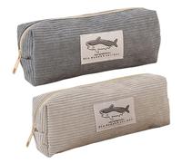 2Pcs Pencil Case Cute Shark Pattern Corduroy Pencil Pouch with Zipper Capacious Lightweight & Portable Cute Case for School Supplies Desk Accessories, Pouch