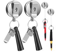 2PCS Pencil Extender Auto Retractable Pen Holder with 27'' Steel Cable Screw Install Carpenter Pencil Holder for Carpenters, Construction Workers and Stone Mason