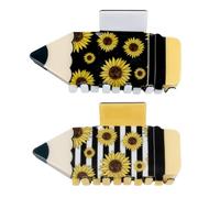 2pcs Pencil Hair Claw Clips,Back To School Hair Clips,Teacher Hair Accessories,School Season Student Hair Clips,Fun Hair Accessories, Cute Smiley Face Hair Clips (Sunflower)