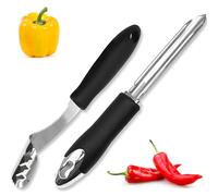 2Pcs Pepper Corer, Set of 2 Stainless Steel Chili Corer Remover - Pepper Seed Corers for Jalapenos, Chili, Bell Peppers, Durable and Easy to Use Core Removing Design Efficient Kitchen Gadget