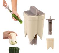 2pcs Pepper Deseeder, 2 in1 Fruit Vegetable Corer Pepper Seed Corer Tool Bell Pepper Cutter Pepper Corer Set for Kitchen Home Camping Gadgets(Off-White)