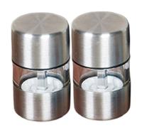 2Pcs Pepper Grinder, Stainless Steel Manual Mini Salt Grinder Adjustable Coarseness Portable & Refillable Spice Mills for Kitchen