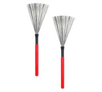 2pcs Percussion Brush Steel Wire with Wooden Handle for Jazz Drums | Retractable Bristles, Loop End, Comfortable Grip, Live Performance and Jazz Practice, Youth Bands