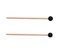2pcs Percussion Mallets with Wood Handle for Drum and Glockenspiel | Black Rubber Heads, Smooth Wooden Grip, Portable Practice Choice for School Band and Live Performance Random Style