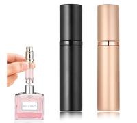 2PCS Perfume Atomiser,Portable Perfume Atomiser Refillable,5ml Portable Perfume Spray Bottle, Bottom Filling Mini Atomizer, Pocket Size Bottom Filling Perfume Dispenser for Women and Men (Black+Gold)