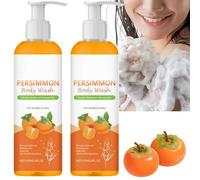 2PCS Persimmon Body Wash,Natural Deodorant Shower Gel,Deodorising Body Wash,Refreshing Mens & Womens Shower Gel,Bathing Cleansers,Nourishing Bath Gift for Women & Men,Travel Size,Deep Hydration,Gentle