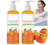 2pcs Persimmon Body Wash,Natural Deodorising Shower Gel,Portable Body Cleanser,Cleaning Skin Lotion,Strong Odor Smell Remove,Deeply Cleansing&Moisturizing Body,Gentle for Sensitive Skin,Long-Lasting