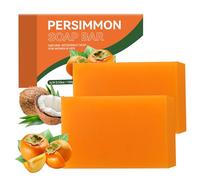 2Pcs Persimmon Soap Bar for Face & Body, Persimmon & Green Tea Soap Bar, Natural Deodorant Bath Soaps for Old People Smell, Deeply Cleansing & Moisturizing, Body Odor Removal, Gentle Soothing