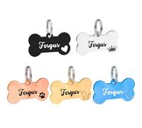2Pcs Personalised Dog Tags for Pets Custom Stainless Steel Dog Tags and Cat Tags Engraved Pet Name Tags Identify Tag Pet Collar Tag for Cat Puppy, Engraved on Both Sides, Bone, S