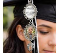 2pcs Personalised Graduation Cap Photo Charm, Custom Angel Wings Memorial Tassel Charm with Text, Class of 2026 Graduation Cap Decorations, Personalised Meaningful Gifts for Him Her Women Men