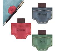 2pcs Personalised Magnetic Bookmarks with Pen Holder,Custom Leather Book Clip Engraved Text or Letter,Book Accessories,Magnetic Book Mark Gift for Men Women Teachers Students Bookish (Plain Text)