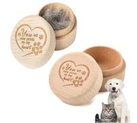 2Pcs Personalised Pet Hair Keepsake Box, Small Wooden Pet Hair Memorial Box, Engraved Pet Loss Sympathy Container Box With Lid For Pet Lovers Storing Cats Dogs Hair, Teeth, Nails, Bone Ashes