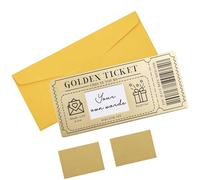 2Pcs Personalised Scratch Card reveal - with Golden Ticket design and pearl envelope - perfect for birthday, Valentine's Day, Christmas