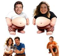 2PCS Personalized Face Squishy Belly Dad Magnet, Custom Sensory Mystery Anti-Collision Father's Day Funny Fridge Magnet with Soft Squeeze Belly Squishy Stress Balls Fidget Gift for Adults (#C)