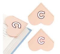 2Pcs Personalized Leather Heart Corner Bookmarks with Initials, 26 Letters Page Markers with Clear Storage Box, Reading Gifts for Book Lovers, Women, Students, Teachers