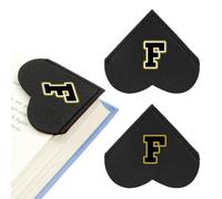2Pcs Personalized Leather Heart Corner Bookmarks with Initials, 26 Letters Page Markers with Clear Storage Box, Reading Gifts for Book Lovers, Women, Students, Teachers