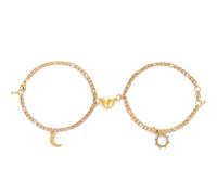 2pcs Personalized Matching Bracelets for Couples, Stainless Steel Sun and Moon Bracelets Heart Matching Bracelets, Friendship Bracelets Promise Heart Bracelet Jewelry Gifts For Men Women Lover, One