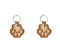 2PCS Personalized Pet Hair Keepsake Box for Dog,Pet Memory Collector, Pets Hair Storage Pouch Fur Memorial Keyring,Dog Cat Paw Shape Leather Keychain Pendant (F)