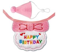 2PCS Pet Birthday Set Lovely Adjustable Bib and Birthday Hat for Cats and Dogs Comfortable Comfortable Pet Bib for Special Events