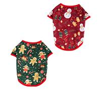 2pcs Pet Christmas Costume Adorable Dog Clothes for Dogs Puppies Snowman Gingerbread Man Design Comfortable Breathable Holiday Apparel