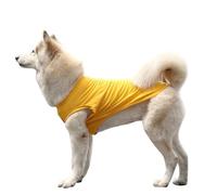 2pcs Pet Clothes Pure Cotton Vest Summer Cool Breathable fzor Medium and Large Dogs(Yellow,4XL)