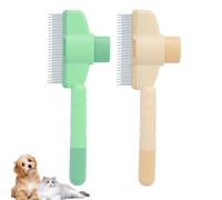 2PCS Pet Comb for Dogs & Cats Pet Hair Removal Comb with Long & Short Stainless Steel Metal Teeth for Shedding and Tangles Self-Cleaning Cat Grooming Brush with Release Button (2PCS set)