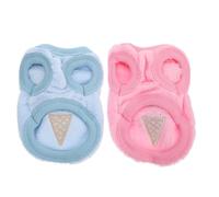 2pcs Pet Cosplay Costume Adorable Coral Fleece Xxs for Party Wear | Breathable, Comfortable Fit, Blue and Pink Ice Cream Print, Recommended Weight for 1-2 Catty