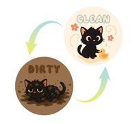 2pcs Pet Dishwasher Clean Dirty Flip Magnet Sign, Cat Double-Sided Magnetic Clean Dirty Sign Cute Dishwasher Reversible Magnet for Kitchen Fridge Laundry Room