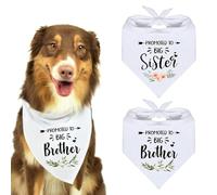 2PCS Pet Dog Bandana,White Pet Scarf,Cotton Triangle Pet's Bandana,Big Brother and Big Sister Pets Scarf,for Gender Reveal Photo Shoots,Birthday Party Favours,Bib Accessories