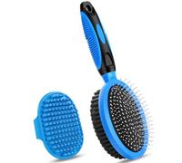 2PCS Pet Grooming Tools - Double-Sided Brush for Shedding and Bathing, Suitable for Short/Long Haired Dogs Cats and Horses, Deshedding Dog Brush, Mane & Tail Combs for Horses - Pet Supplies (Blue)
