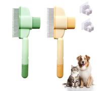 2PCS Pet Hair Removal Comb Flea Comb for Cats Dogs, Pets Brush with Removal Button, Hair Grooming Brush for Dogs and Cats, Brushes for Shedding, Self Cleaning Slicker Brushes for puppy kitten