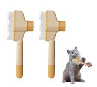 2Pcs Pet Hair Removal Comb with Release Button, Self-Cleaning Pet Flea Comb, Stainless Steel Teeth for Massaging&Cleaning Shedding Pet Hair,Ergonomic Handle, for Removing Matted Furs, Knots