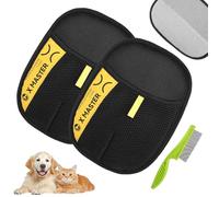 2pcs Pet Hair Removal Glove Original with Flea Comb, 3 in 1 Electrostatic Gloves Pet Hair Remover Glove Perfect for Fabric or Leather Surfaces Multifunctional Viorane Pet Hair Remover Mitt