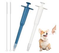 2PCS Pet Pill Plunger Popper,Pet Pill Dispenser,Animal Medicine Feeder Side Grip Press Type with Silicone Tip,Pill Popper for Cats with Clean Brush for Dogs Cats Birds Any Small Animals
