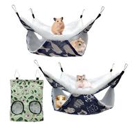 2PCS Pet Rat Hammock with Hay Feeder,Double-Layer Rat Cage Accessories,Guinea Pig Hammock,Small Animal Hanging Beds,Double Sided Use,for Guinea Pig Parrot,Ferret,Squirrel,Hamster Playing Sleeping