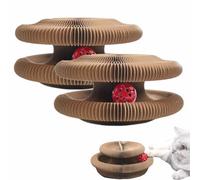 2Pcs Pet Shop Kitten Curl Cat Toy Cardboard Magic Organ Scratchering Board for Indoor Cats Accordion with Ball
