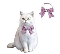 2PCS Pet Velvet Bow Collar,Adjustable Cat Puppy Heart-Shaped Artificial Gem/Bell Christmas Birthday Dress Up Collar for Cats Puppy Small Dogs_Purple