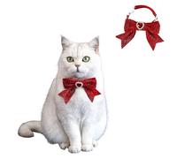 2PCS Pet Velvet Bow Collar,Adjustable Cat Puppy Heart-Shaped Artificial Gem/Bell Christmas Birthday Dress Up Collar for Cats Puppy Small Dogs_Red
