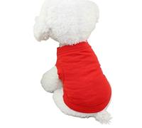 2pcs Pet Vest Dog Shirt Summer Pure Cotton Solid Color for Small Medium and Large Dogs(Red,L)