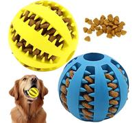 2Pcs Pets Dog Treat Toy Ball, Rubber Pet Food Balls, Pets Tooth Cleaning Toy Balls, Interactive Pet Toys, Dog Treat Ball Dispenser, Safe Rubber Feeder, Suitable for Puppy Challenging Activity