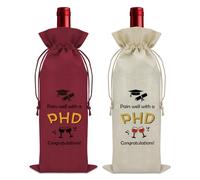 2PCS PHD Graduation Gifts Wine Bag PHD Congratulations Party Decoration Doctorate Degree Gifts for Women Men Daughter Son Wine Bottle Gift Bag Doctorates Graduations Gift for Sister Friends Graduates