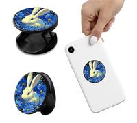 2Pcs Phone Grip Adhesive Cell Phone Grip Stand for Men, Blue Flower Rabbit