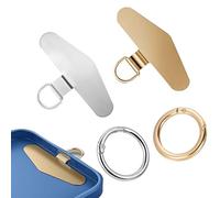 2pcs Phone Tether Tags, Phone Strap Tether Tabs with 2pcs Metal Spring Rings, Reliable Cell Phone Lanyard Patch, Reusable Stainless Steel Pads for Universal Mobile Phone Smartphone Drop Protection