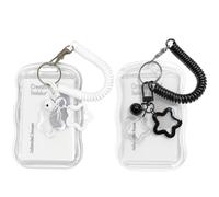2pcs Photocard Holder Keychain - Detachable Keychain for Cards, ID, Credit Cards, Stray Kids | Cute Collectible Accessory for Fans (White Star & Black Star)